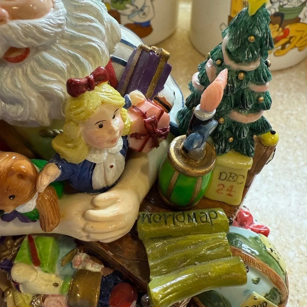 Fitz & Floyd Santa and Musical Toys Music Box Christmas Decor Colorful Figurine